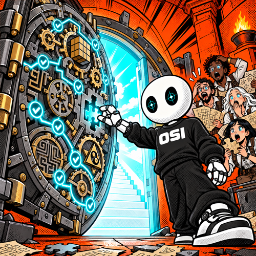 OSI places the final glowing piece into a massive vault puzzle